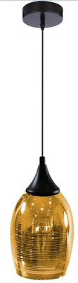 Lampă suspendată abajur oglindă din sticlă aurie și neagră Marina Candellux 31-58003