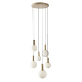 Suspension Testa beige globes blanches 6x10W G9 réglable