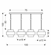 Spiega lampa wisząca czarny+satyna nikiel 4x60W E27 klosz dymiony