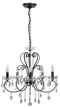 Hanging lamp black with crystals 5xE14 Aurora 35-73730