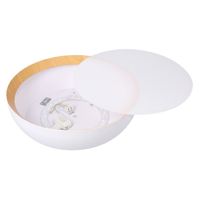 CALABRIA PLAFONNIER BLANC PLAFON ABAT-JOUR EN BOIS BLANC 14-24138