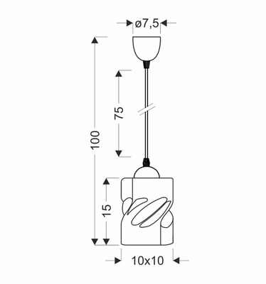 Lampă suspendată din sticlă neagră/fumă Felis 31-00118