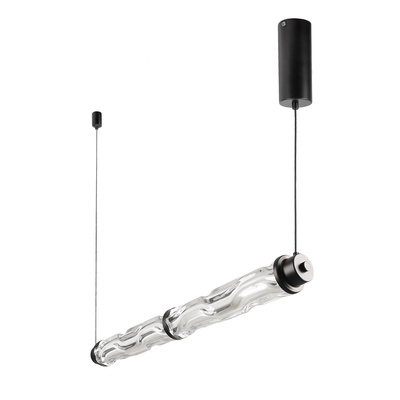 CORTE lampă suspendată orizontală negru mat 18W LED 3000K abajur transparent