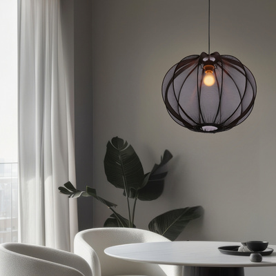 Lampa wisząca z abażurem Mellow kula z siateczki 52 cm czarna E27 do salonu