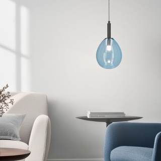 Glass pendant lamp LUKKA with blue shade minimalist lamp for living room and dining room LED