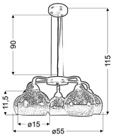 Lampe miroir suspendue, chrome, verre martelé 3x60W Cromina Candellux 35-56375