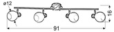 Wandlampenleiste 4W40W E14 satiniert AVILA 94-10063