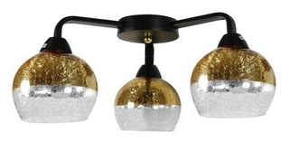 Plafoniera neagra si aurie cu abajururi din sticla 3x60W Cromina Gold Candellux 98-57273