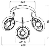 Ceiling lamp plafond 3X6W LED chrome 3000K CELT 98-62024
