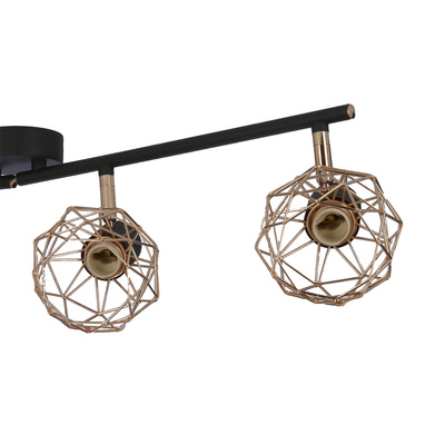 Plafoniera bandă abajur cupru negru 4x40W E14 Acrobat 94-22226