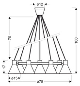 Hanging lamp black and gold matte ceiling 7x40W More Candellux 37-71170