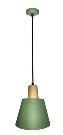 Hanging lamp green metal + wood Faro Ledea 50101260