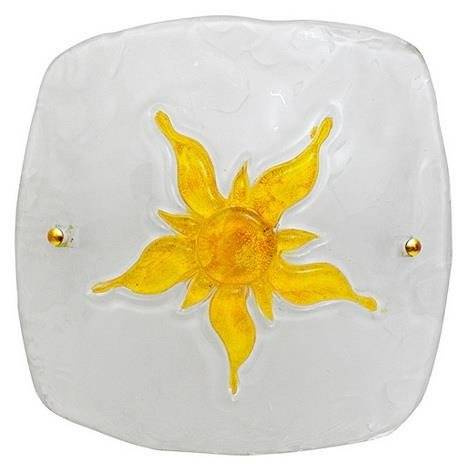 Plafonnier en verre blanc/jaune Sun 13-88614