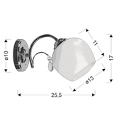 Wall lamp chrome glass white lampshade with crystal 40W Zachera Candellux 21-76984