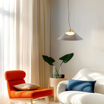 Hanging lamp Presto 34 glass gold with smoked shade over table GX53