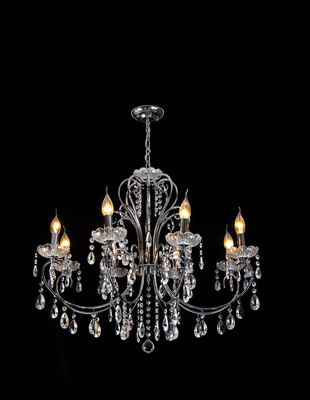 Lampa suspendata cromata cu candelabru din cristale 8x40W Aurora Candellux 38-97579