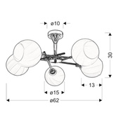 Plafoniera elegantă, modernă, cromată, cu cinci brațe, cu Candellux alb Raul 35-72269