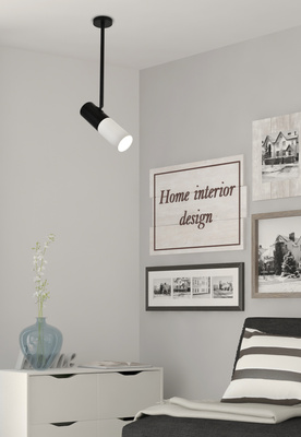 Lampe suspendue tube réglable noir et blanc Candellux 31-78353