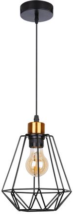Schwarze Pendelleuchte + Lampenschirm aus Golddraht Primo 31-06189
