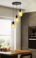 Hängelampe 3xE27 35cm schwarz/braun Bistro 33-00576
