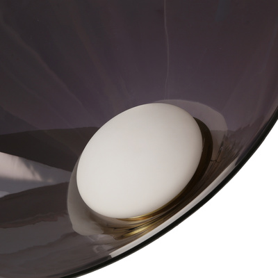 Pendant lamp Presto 42 glass gold with smoked shade over table GX53