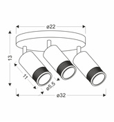 Lampa sufitowa Flin oprawa 3-punktowa do salonu metalowa