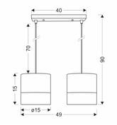 Lampa suspendata Bianco alb 2x40w e27 alb + abajur nuc