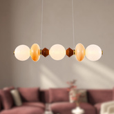 FLORES pendant lamp brass brown orange 20W LED 3000K white shade