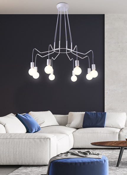 Ceiling hanging lamp white matt 8x40W Basso Candellux 38-71040
