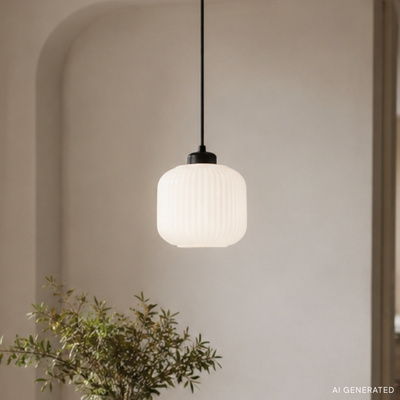 ESTILO lampa wisząca czarny 1x40W E27 klosz biały