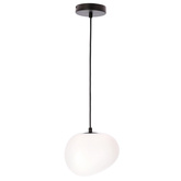 Lampa wisząca STONES 20 cm w stylu Japandi - z białym akrylowym kloszem inspirowanym kamieniem - minimalistyczne oświetlenie sufitowe do salonu E27