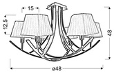 Plafonnier noir / blanc abat-jour lustre 6x40W Valencia Candellux 36-30993