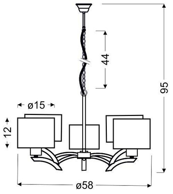 Suspension chrome + abat-jour crème 5x60W lustre Draga Candellux 35-04222