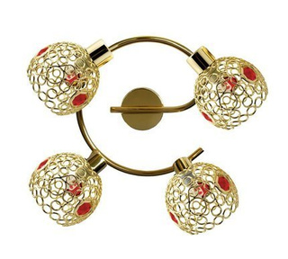 Spiraldeckenleuchte 4xG9 Messing+Rot Aron 98-12258