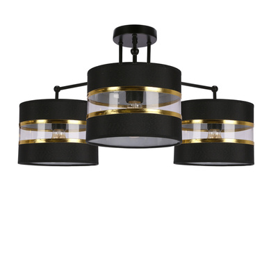 Andy Hängelampe schwarz e27 Schwarz+goldener Lampenschirm