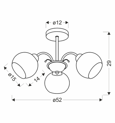 PASCAL lampa wisząca patynowy 3x40W E27 klosz bursztynowy