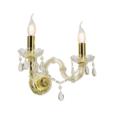 Classic gold crystal LED wall sconce