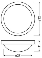 Plafon chrome / lampe blanche 32cm 2xE27 Roda 11-74044