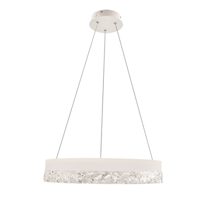 Pendant lamp FROZI in glamour style white shade with crystals elegant and modern LED living room lighting