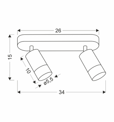 Lampa sufitowa Conti listwa regulowana 2-punktowa do salonu metalowa