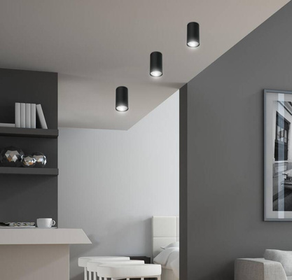 Lampa sufitowa czarna oprawa 15W GU10 5,5x10cm Tuba 2284392