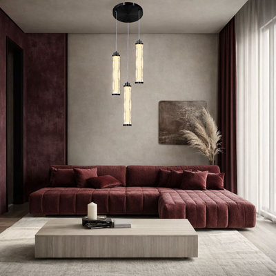 CORTE pendant lamp plate black matt 25W LED 3000K clear shade
