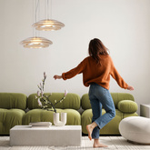Suspension Ombre 34 verre abat jour ambre blanc simple GX53