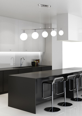 Hängelampe Chrom Kugelschirm 5xG9 Oden 35-03270