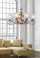 Lampa suspendata candelabru crom/aur 8x40W reglabil Denis Candellux 38-23469