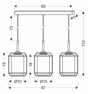 JONERA lampa wisząca czarny 3x40W E27 klosz bursztynowy