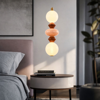 FLORES pendant lamp brass brown orange 15W LED 3000K white shade