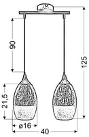Adjustable silver hanging ceiling lamp 2x60W E27 Celia 32-51578