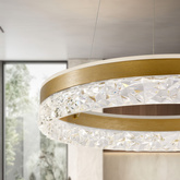 FROZI Pendant Lamp Gold 32W 3000K LED Clear Crystals