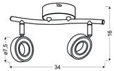 Aplică LED 2x5W VINOLA 92-65605 BANĂ CROMĂ 3000K
